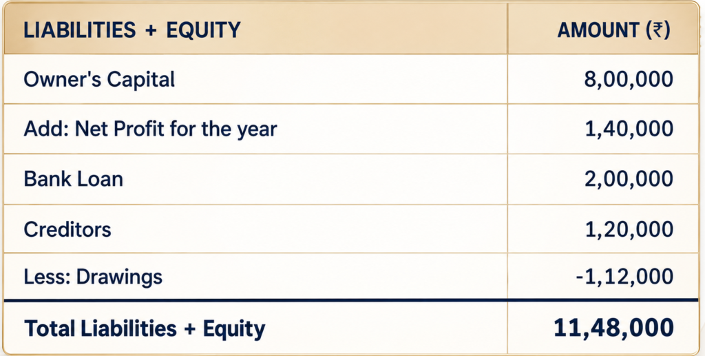 Draft the Balance Sheet