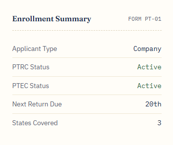 Professional Tax Registration